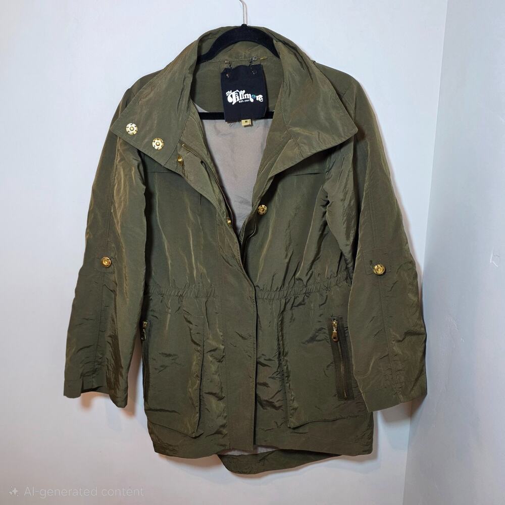 Vintage Military Green Parka Jacket Women's Medium Olive Hooded Y2K